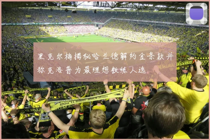 里克尔梅揭秘哈兰德解约金条款并称克洛普为最理想教练人选